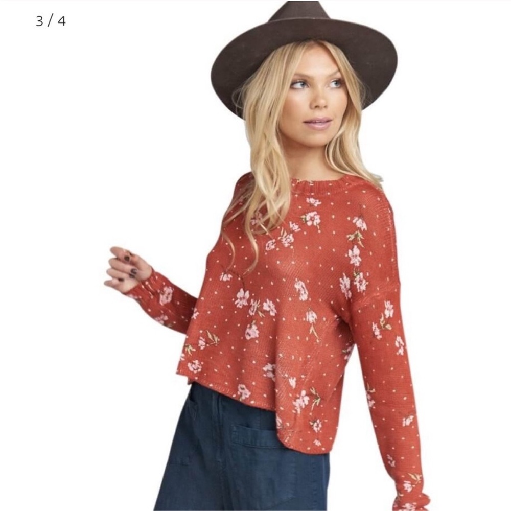 Show Me Your MuMu Cropped Varsity Sweater Dotcha Love Me Knit Floral